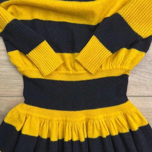 Vintage Nicole Miller Wool Bumblebee Stripe Midi Dress Sweater‎ Statement Twee - Picture 3 of 12